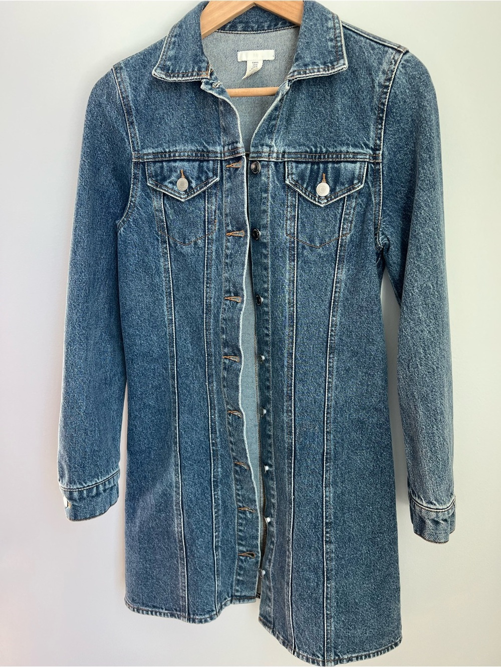 H&M | Medium Wash Blue Denim Jacket Dress Size XS - Picture 10 of 17